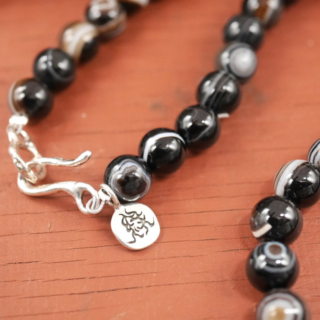 RYOKU　アゲート×シルバートップ　アイアゲートビーズ　天然石ネックレス1点モノ