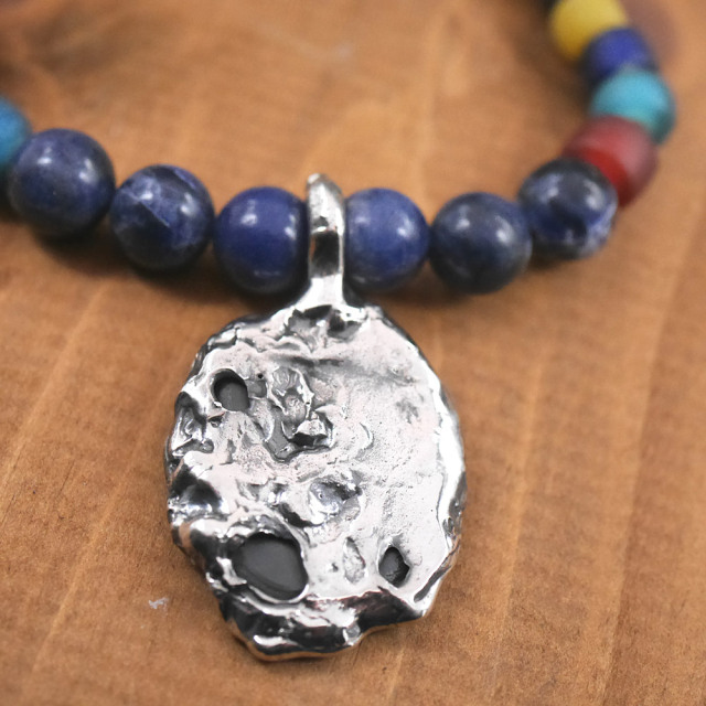 RYOKU　マラカイト×シルバートップ　ソーダーライト＆アンティークビーズ　天然石ネックレス1点モノ