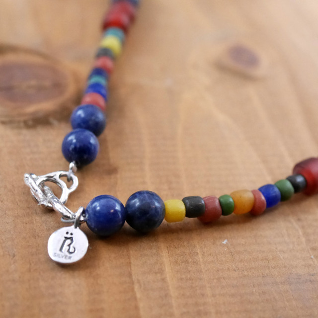 RYOKU　マラカイト×シルバートップ　ソーダーライト＆アンティークビーズ　天然石ネックレス1点モノ