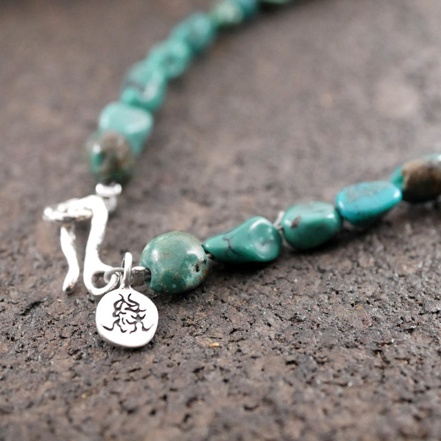 RYOKU　ターコイズ×シルバートップ　ターコイズビーズ　天然石ネックレス1点モノ