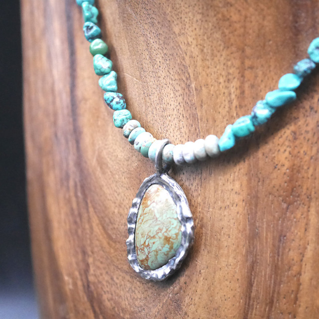 RYOKU　ターコイズ×シルバートップ　ターコイズビーズ　天然石ネックレス1点モノ