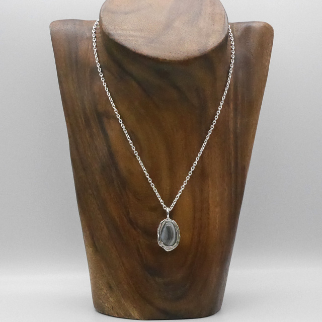 天然石ペンダントトップ　シルバー　アゲート ryoku りょく