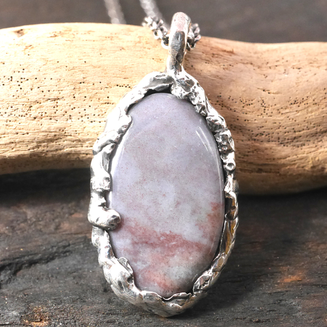 RYOKU アゲート×シルバー　天然石ペンダントトップ　1点モノ