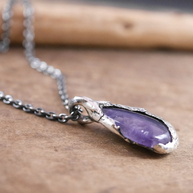 アメジスト×シルバー　天然石ペンダントトップ　1点モノ