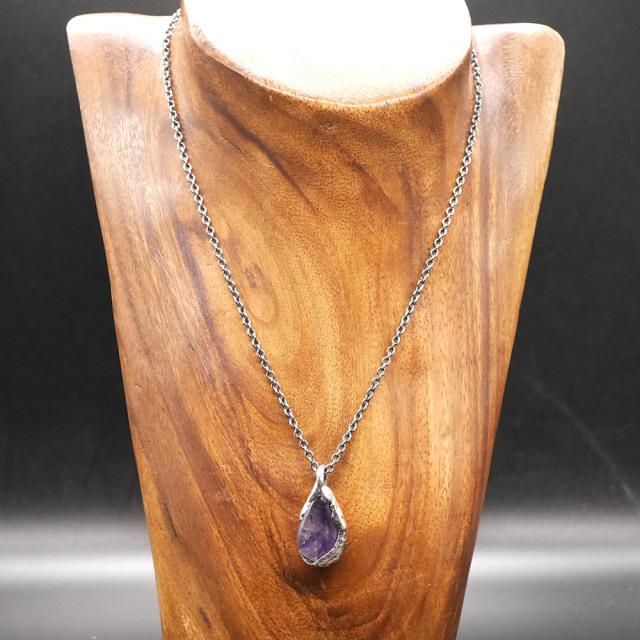アメジスト×シルバー　天然石ペンダントトップ　1点モノ