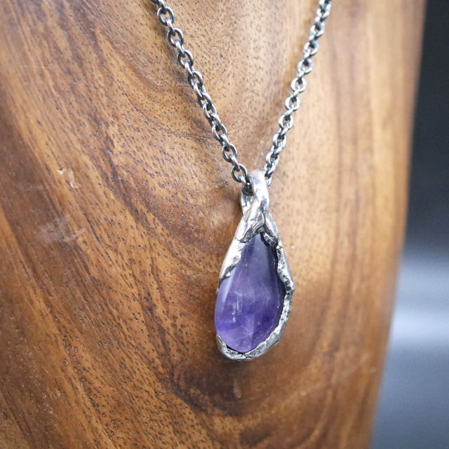 アメジスト×シルバー　天然石ペンダントトップ　1点モノ