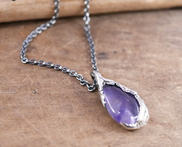 アメジスト×シルバー　天然石ペンダントトップ　1点モノ