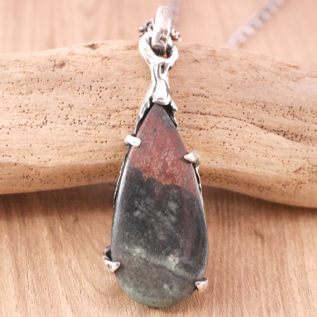 RYOKU ブラッドストーン×シルバー　天然石ペンダントトップ　1点モノ