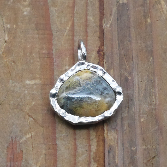 天然石ペンダントトップ　シルバー　ジャスパー ryoku りょく