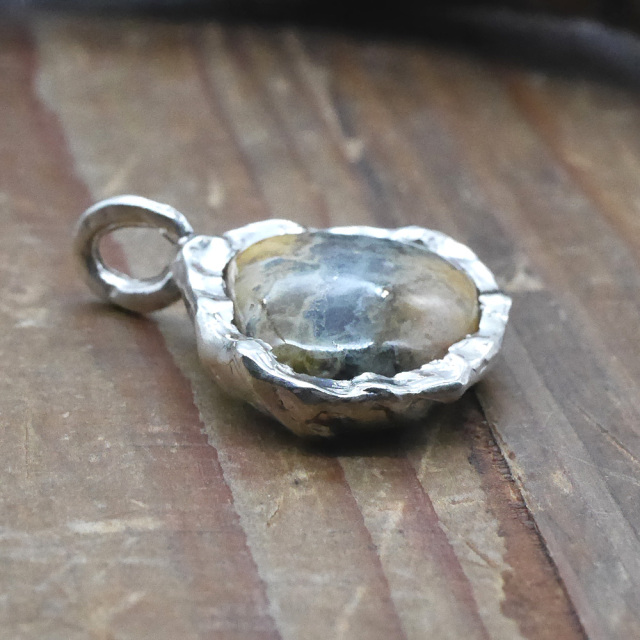 天然石ペンダントトップ　シルバー　ジャスパー ryoku りょく