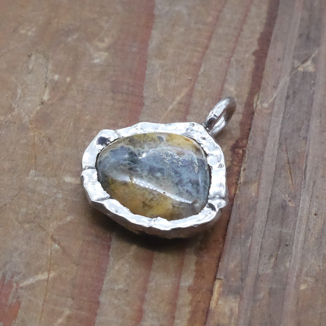 天然石ペンダントトップ　シルバー　ジャスパー ryoku りょく