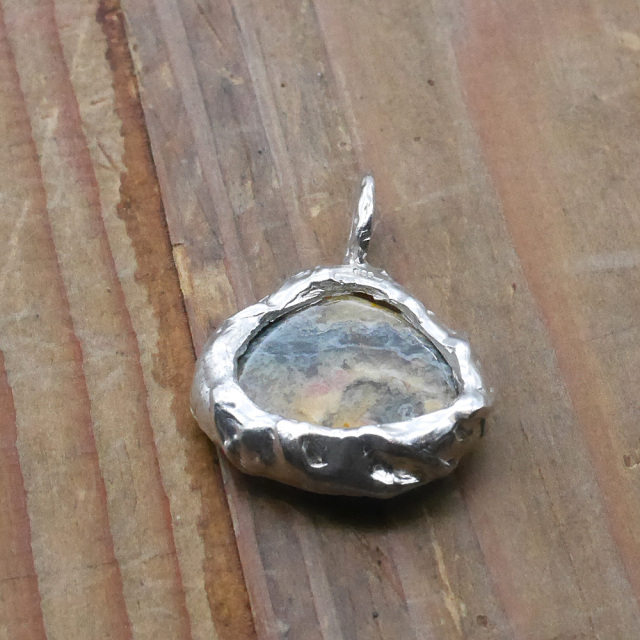 天然石ペンダントトップ　シルバー　ジャスパー ryoku りょく