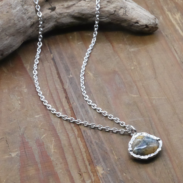 天然石ペンダントトップ　シルバー　ジャスパー ryoku りょく