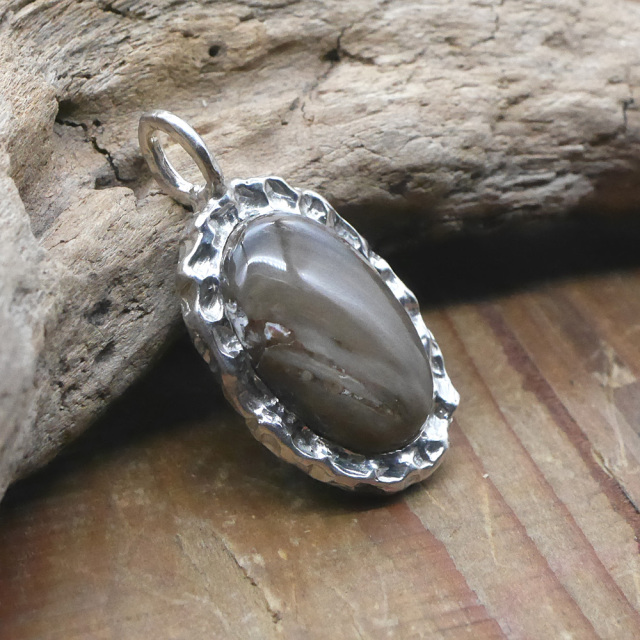 天然石ペンダントトップ　シルバー　ジャスパー ryoku りょく