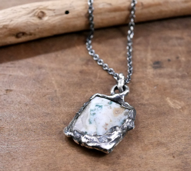 ジャスパー×シルバー　天然石ペンダントトップ　1点モノ