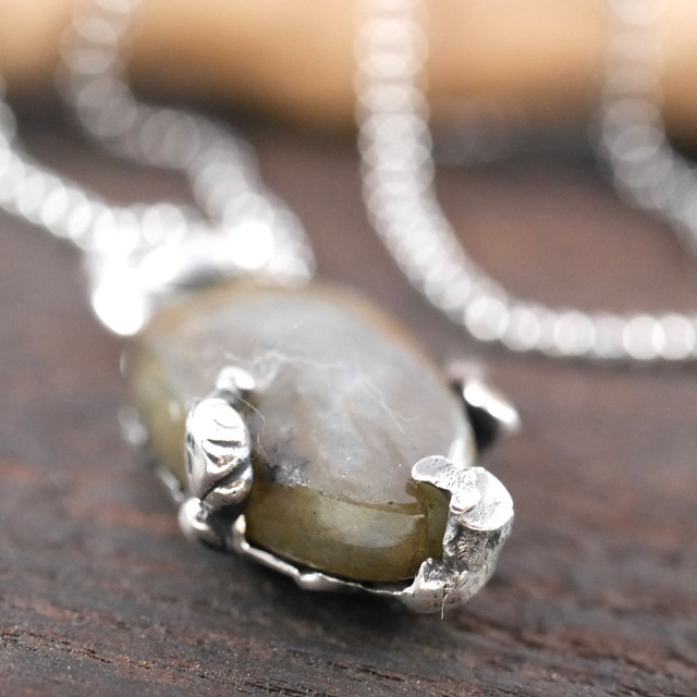 RYOKU ラブラドライト×シルバー　天然石ペンダントトップ　1点モノ