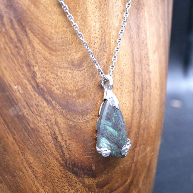 RYOKU マラカイト×シルバー　天然石ペンダントトップ　1点モノ