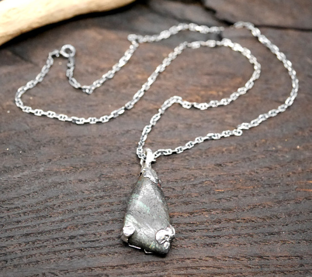 RYOKU マラカイト×シルバー　天然石ペンダントトップ　1点モノ