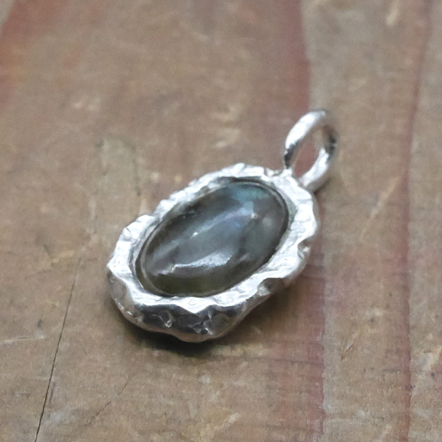 天然石ペンダントトップ　シルバー　モスアゲート ryoku りょく