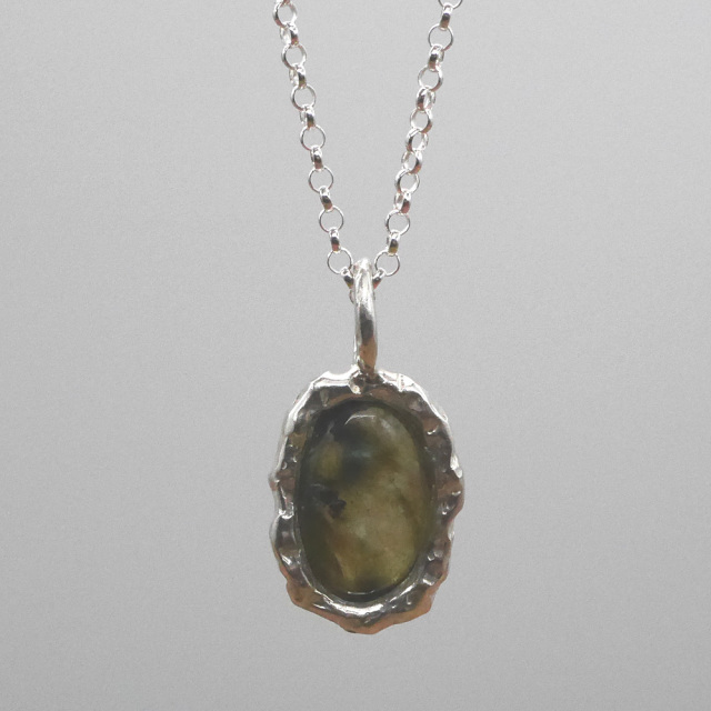 天然石ペンダントトップ　シルバー　モスアゲート ryoku りょく