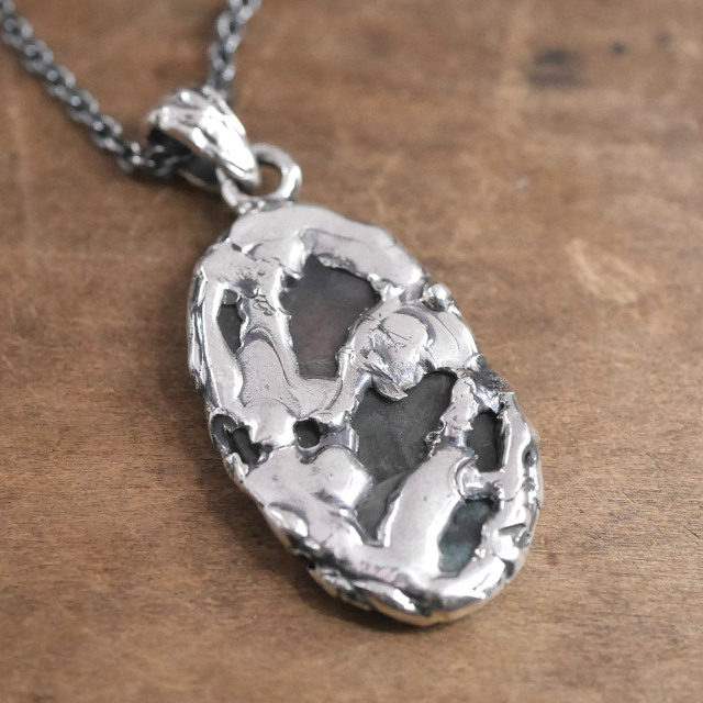 モスアゲート×シルバー　天然石ペンダントトップ　1点モノ