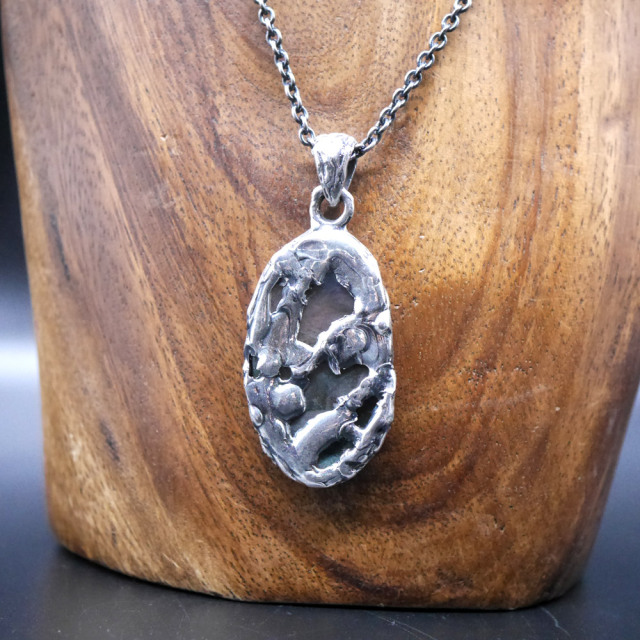 RYOKU モスアゲート×シルバー 天然石ペンダントトップ 1点モノ