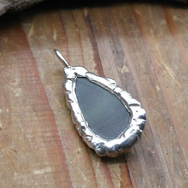 天然石ペンダントトップ　シルバー　オブシディアン ryoku りょく