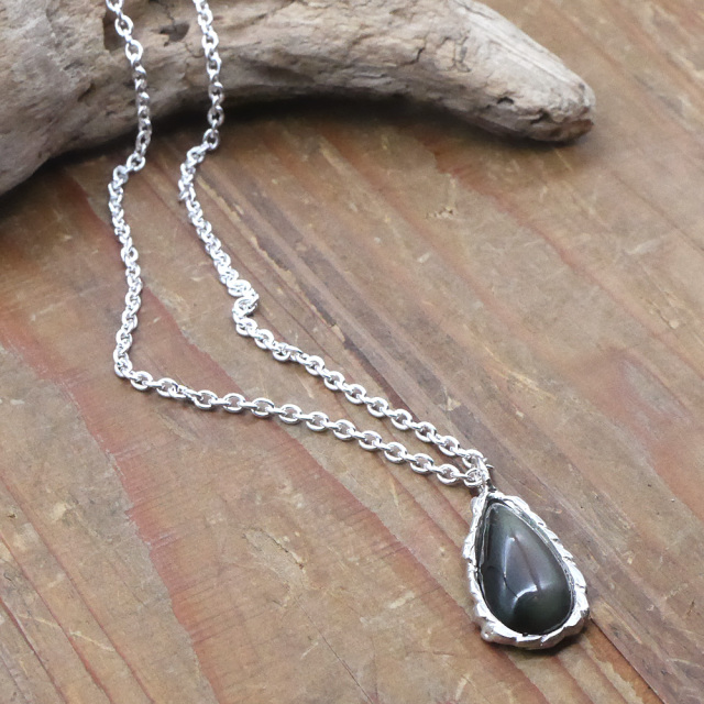 天然石ペンダントトップ　シルバー　オブシディアン ryoku りょく