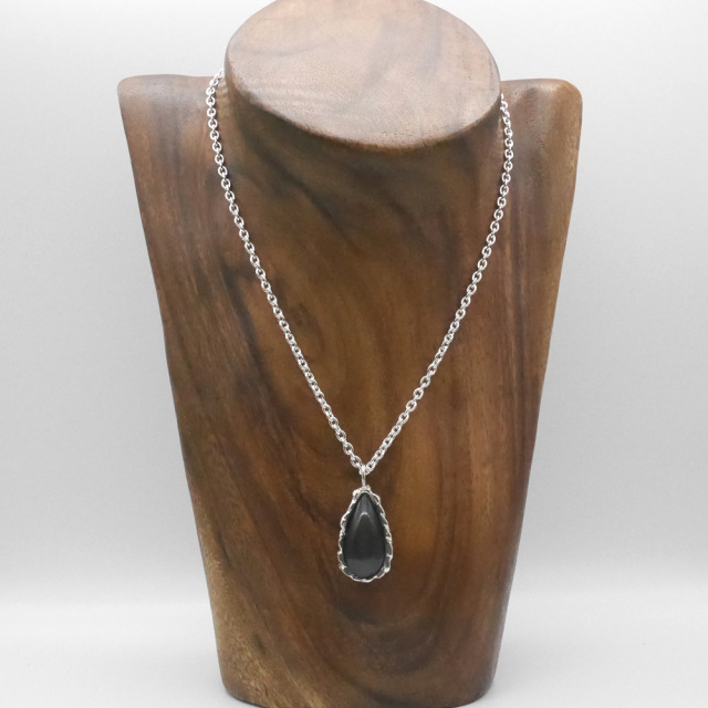 天然石ペンダントトップ　シルバー　オブシディアン ryoku りょく