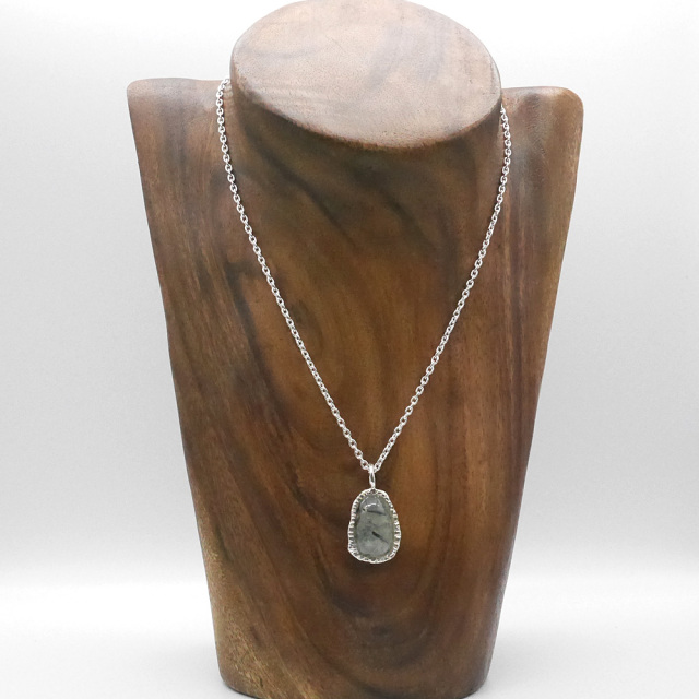 天然石ペンダントトップ　シルバー　プレナイト ryoku りょく