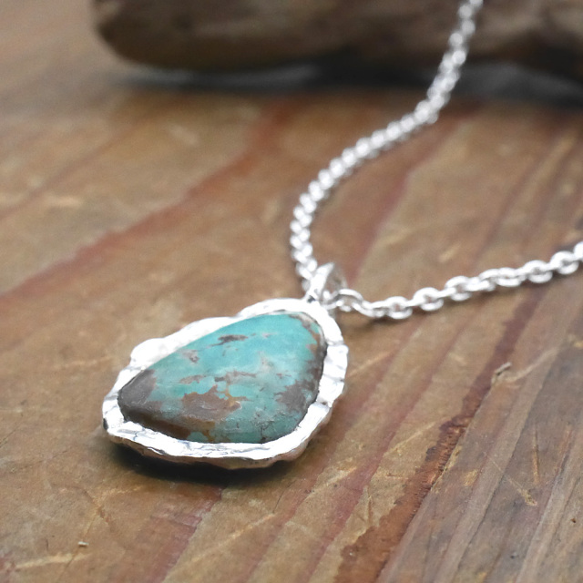 天然石ペンダントトップ　シルバー　ターコイズ ryoku りょく