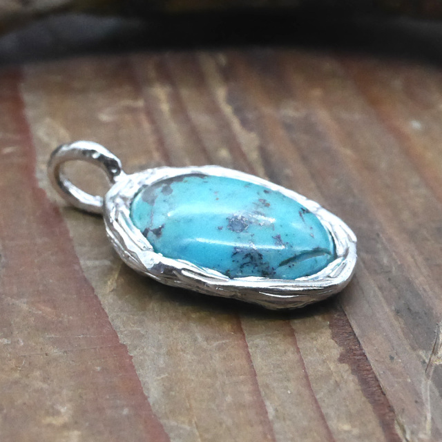 天然石ペンダントトップ　シルバー　ターコイズ ryoku りょく