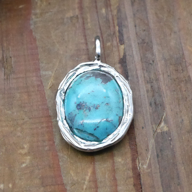 天然石ペンダントトップ　シルバー　ターコイズ ryoku りょく
