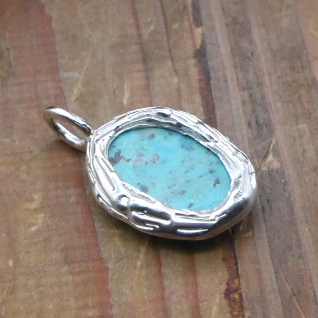 天然石ペンダントトップ　シルバー　ターコイズ ryoku りょく