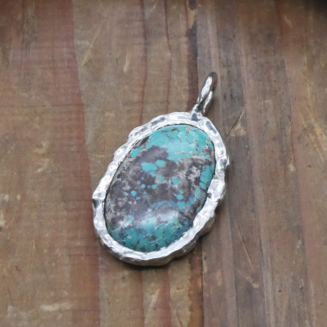 天然石ペンダントトップ　シルバー　ターコイズ ryoku りょく