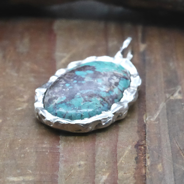天然石ペンダントトップ　シルバー　ターコイズ ryoku りょく