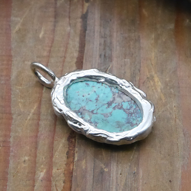 天然石ペンダントトップ　シルバー　ターコイズ ryoku りょく