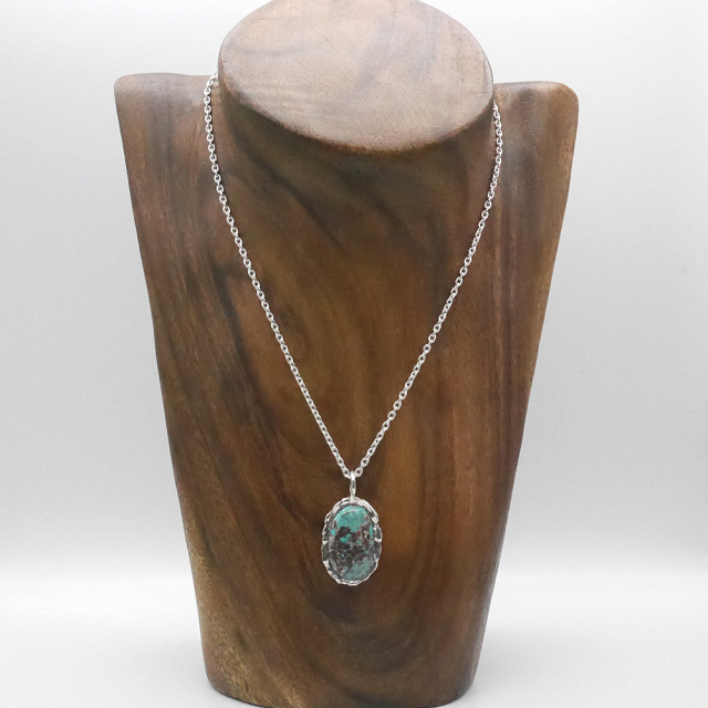 天然石ペンダントトップ　シルバー　ターコイズ ryoku りょく