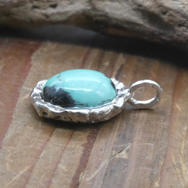 天然石ペンダントトップ　シルバー　ターコイズ ryoku りょく