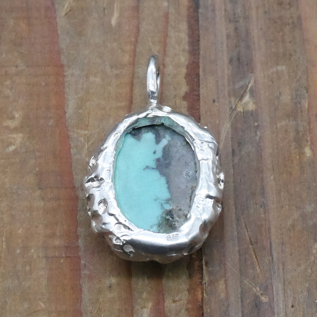 天然石ペンダントトップ　シルバー　ターコイズ ryoku りょく
