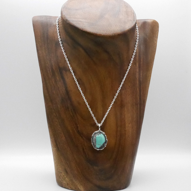 天然石ペンダントトップ　シルバー　ターコイズ ryoku りょく