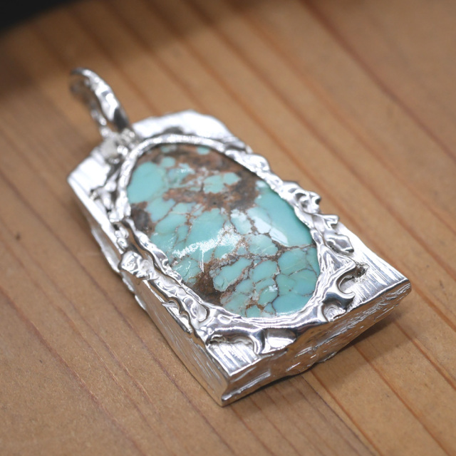 シルバー×ターコイズ　ペンダントトップ　1点モノ
