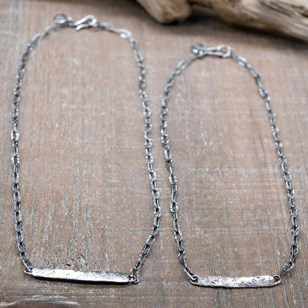 シルバーIDネックレス 【キズテクスチャー燻し仕上げ】 silver ID necklace