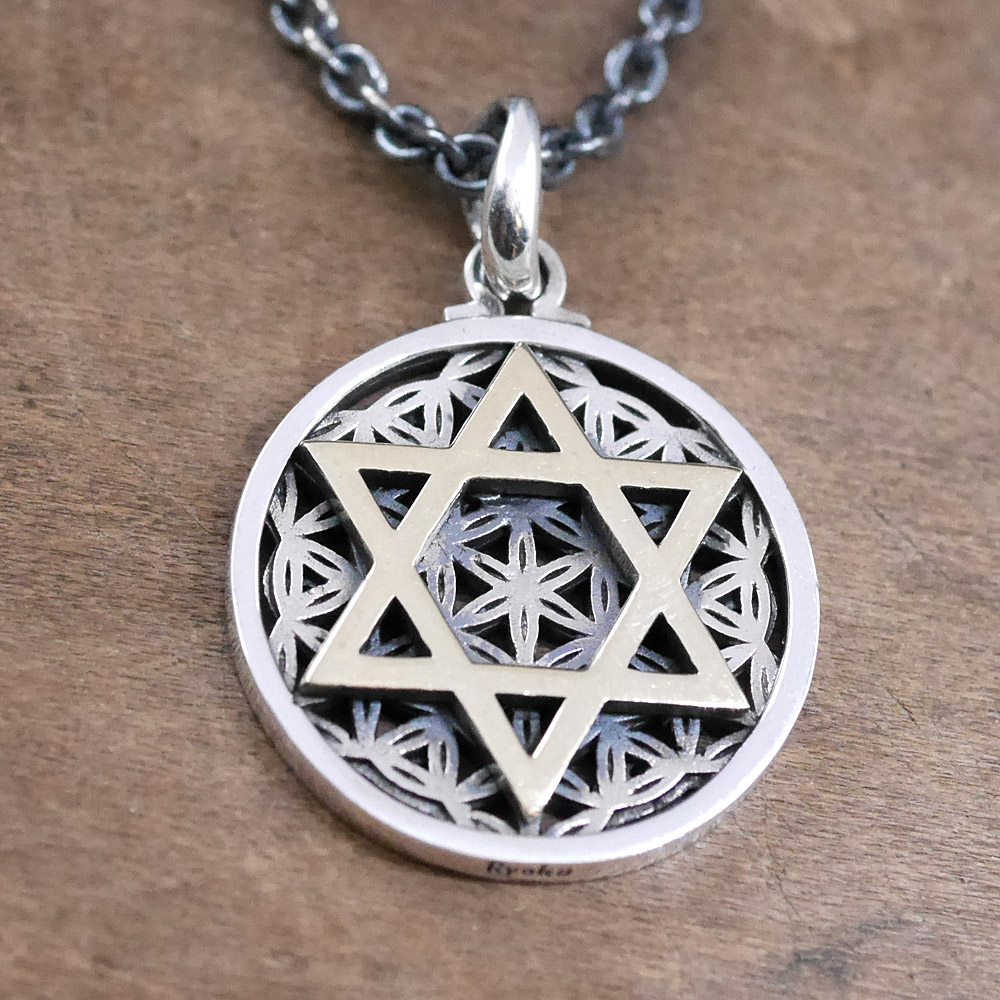 フラワーオブライフ × 六芒星 ペンダントトップ　silver × silver pendant top