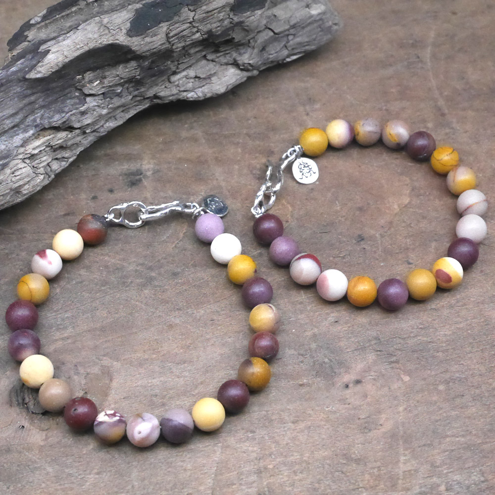 モッカイト　ビーズブレス　シルバーパーツ