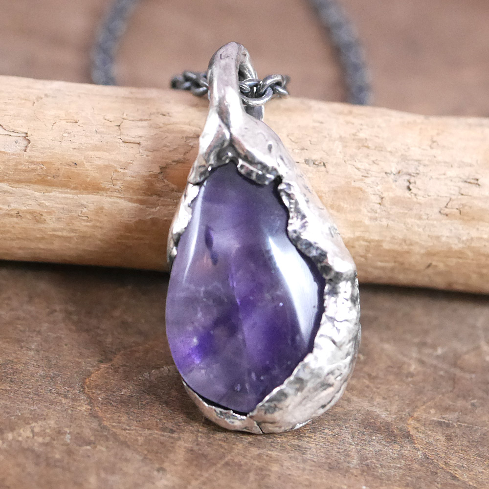 アメジスト×シルバー　天然石ペンダントトップ　1点モノ