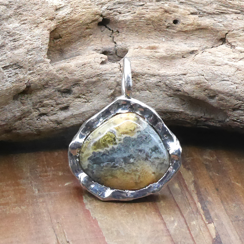 天然石ペンダントトップ　シルバー　ジャスパー ryoku りょく