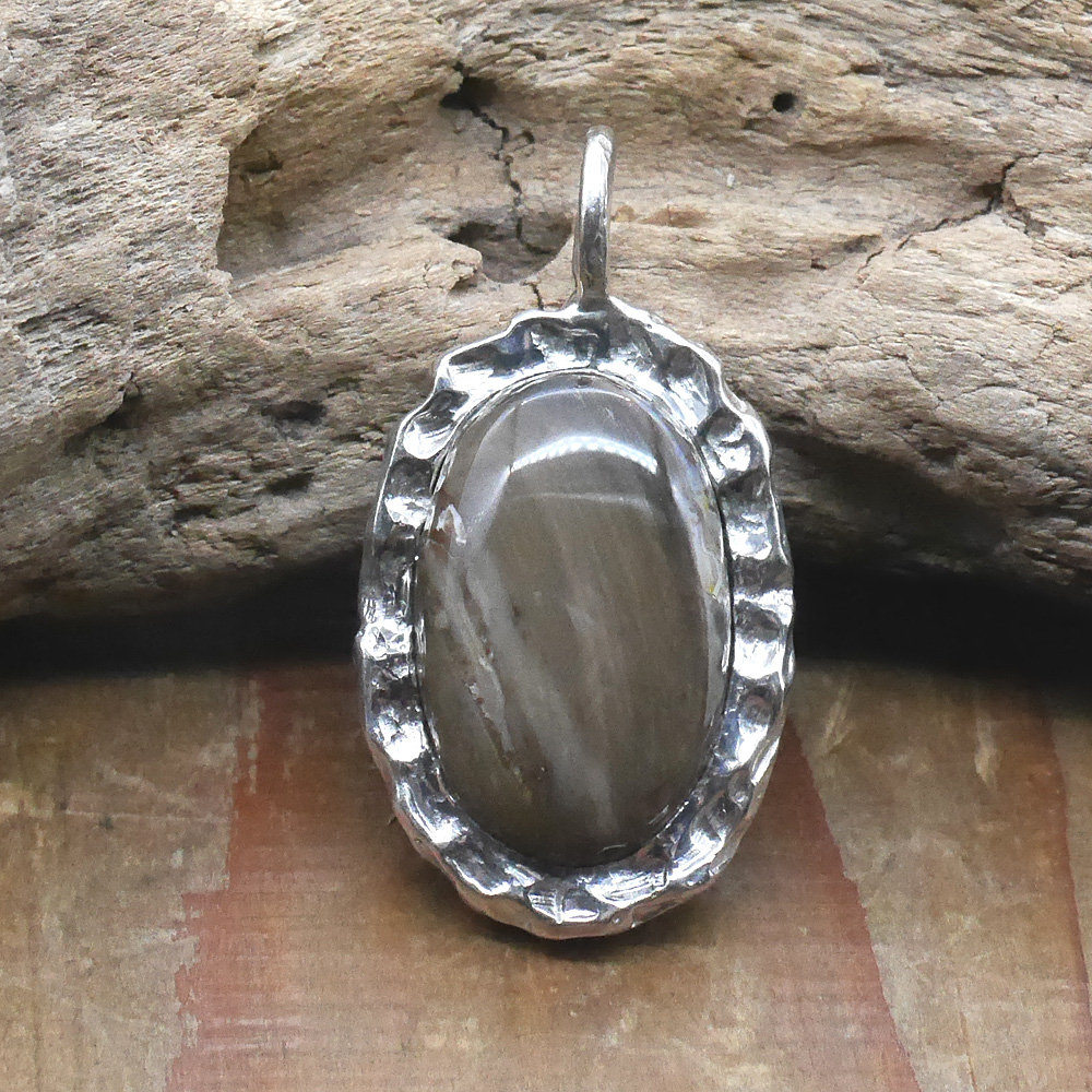 天然石ペンダントトップ　シルバー　ジャスパー ryoku りょく