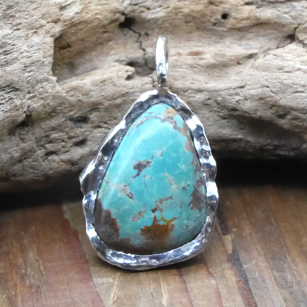 天然石ペンダントトップ　シルバー　ターコイズ ryoku りょく