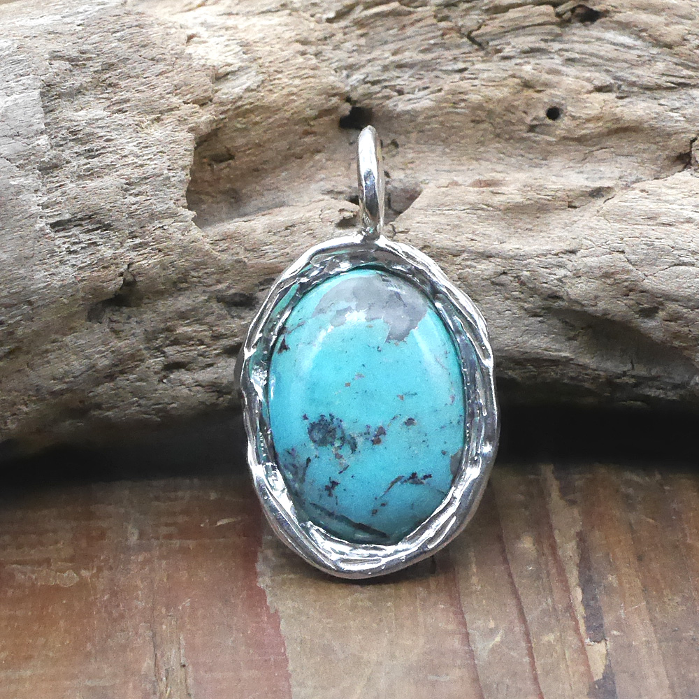 天然石ペンダントトップ　シルバー　ターコイズ ryoku りょく